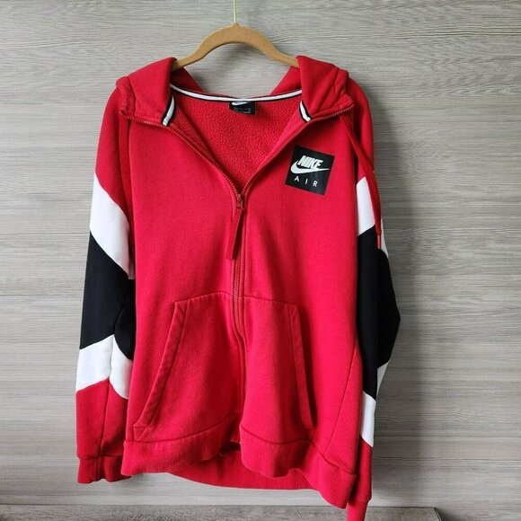 Nike Air Mens Red Athleisure Long Sleeve Pockets Full Zip Hoodie Jacket US Sz S - Picture 12 of 16